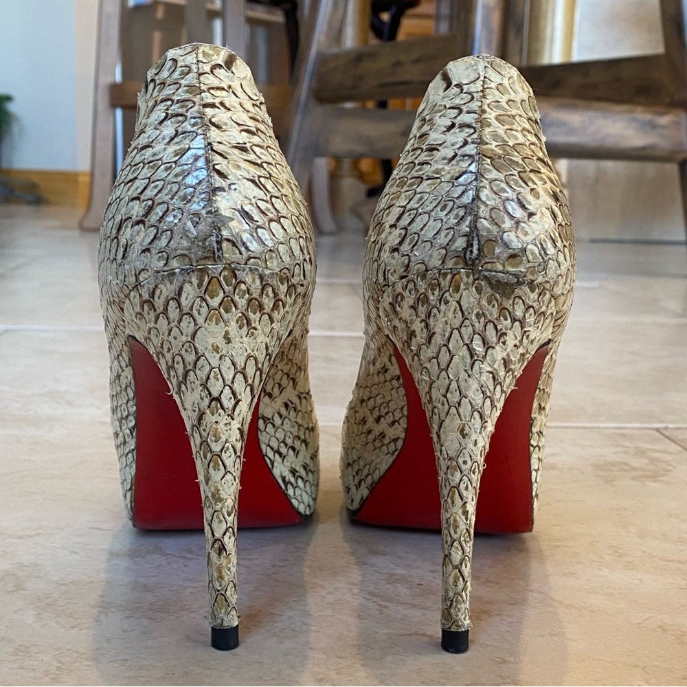 Christian Louboutin Very Prive Snakeskin Pumps (Peep Toe Heels)